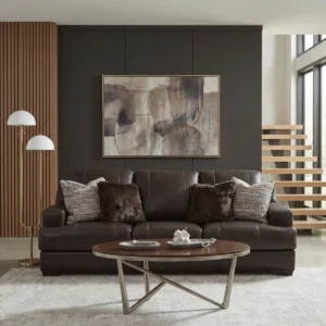 Arieyanna 92" Italian Leather Match Sofa with 4 Included Accent Pillows