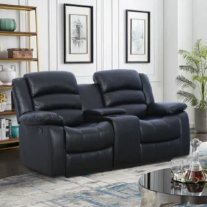 Bonzy Home Faux Leather Manual Loveseat Recliner, Reclining Sofa Chair with Cup Holder