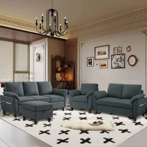 Jarenie 4 Piece Convertible Sectional Sofa Set